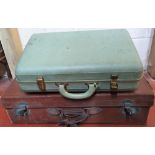 classic Edwardian brown leather suitcase & a a mid 20thC Viceroy ladies suitcase (2)