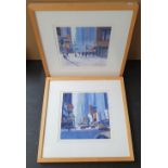 Pair of signed limited edition, David Farron (born 1972) New York street scene prints, signed in
