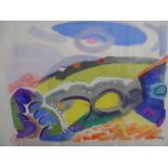 Maurice COLASSON (1911-1992) gouache "French cubist landscape", signed and studio stamped,