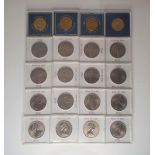 16, cased 1970 I.O.M crowns together with 4 commemorative coins celebrating the queens 90th birthday