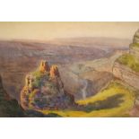 Indistinctly signed, early 20thC watercolour, Panoramic landscape", framed 24 x 33 cm Good strong