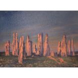 Ray Greenfield (Inverness, Scotland, died 2016) oil on canvas, "Callanish stones, Isle of Lewis",