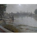 James DRING (1905-1985) oil on canvas, "Thames at low tide", signed, framed, The oil measures 39 x