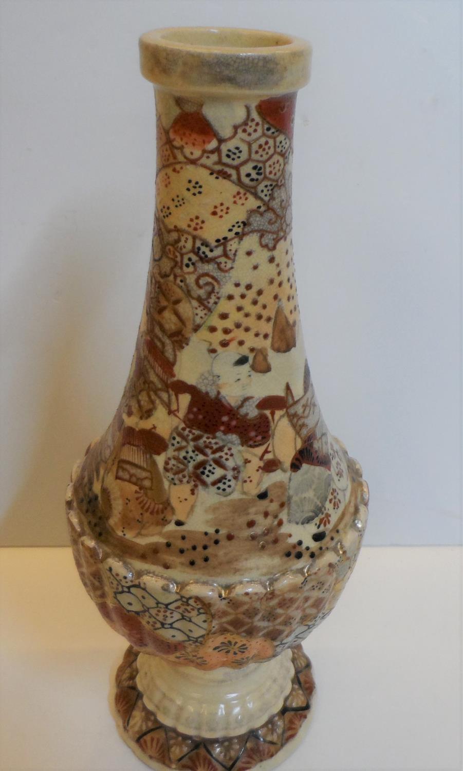 Fine pair of 19thC Japanese Satsuma vases (2), Both vases are 33 cm high Both to be in fine - Image 2 of 6