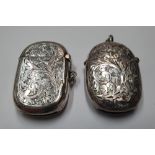 2 - Antique hallmarked silver vesta cases, Total combined weight approx 46 grams