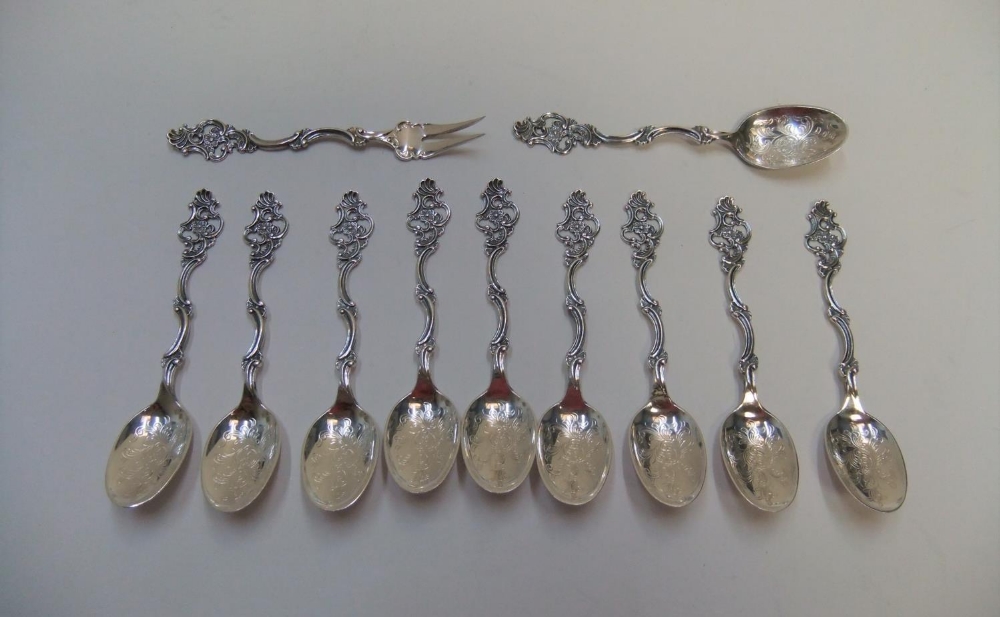 T H Marthinsen Norway silver spoons (9) & 1 fork 90 grams