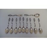 T H Marthinsen Norway silver spoons (9) & 1 fork 90 grams