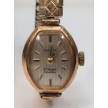 Ladies 9ct Gold Everite watch with rolled gold strap
