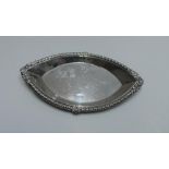 Charming Birmingham Edwardian silver pin dish, 14 cm long
