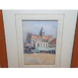 Henry G Whitehead watercolour "European market scene", signed, framed, The w/c measures 19 x 13 cm