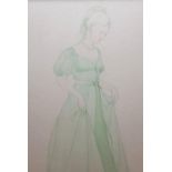 Katherine M Day 1931 watercolour "Lady in green", signed and dated, framed and glazed, The w/c