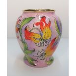 Small Moorcroft floral vase in original box, 8cm tall, Small chip to base