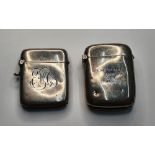 2 Edwardian engraved silver vesta cases (2), both Birmingham, one 1901 the other 1912, combined