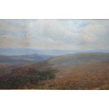 F G Beckett 1911 watercolour "Extensive moorland scene", signed and dated, original gilt mount and