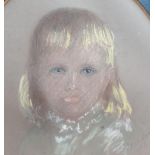 Indistinctly signed 1884 oval pastel portrait of young girl in original gilt frame, The portrait
