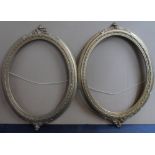 Pair of antique gesso oval frames (internal, both approx 50 x 41 cm)