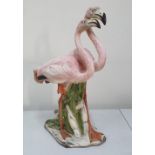 Vintage Italian ceramic flamingo, 57 cm tall, Repairs to base area