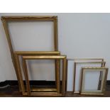 6 gilt frames of various differing sizes, The internal size if the largest frame is 86 x 46.5 cm,