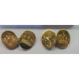 Asprey of London, pair of 18ct gold (19.6 grams) Cufflinks monogrammed for the King of Jordan &