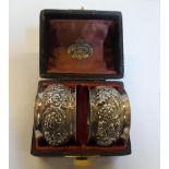 Pair of Birmingham 1897 silver napkin rings in original box