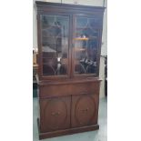 Wood cabinet/cupboard/display, Glazed doors, Darkwood finish 178 x 91 x 38cm.