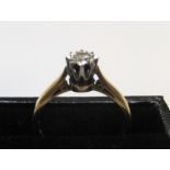 18ct yellow gold, diamond solitaire (approx 0.15ct) ring Approx 3 grams gross, size L