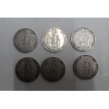 6 Edward VII silver florins (6)