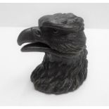 Late Victorian unmarked bronze inkwell in the form of an Eagles head