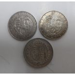 3 Queen Victorian shillings, 1887, 1897, 1900 (3)