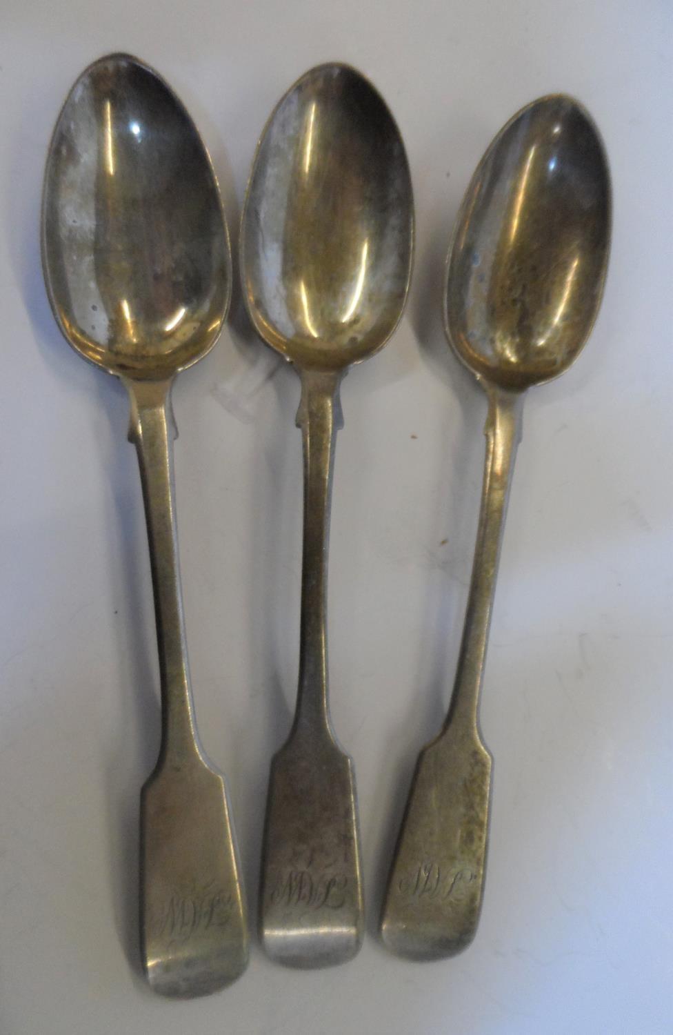 Set of 12 London Georgian tea-spoons all initialled J.A.W (270 grams) - Image 5 of 10