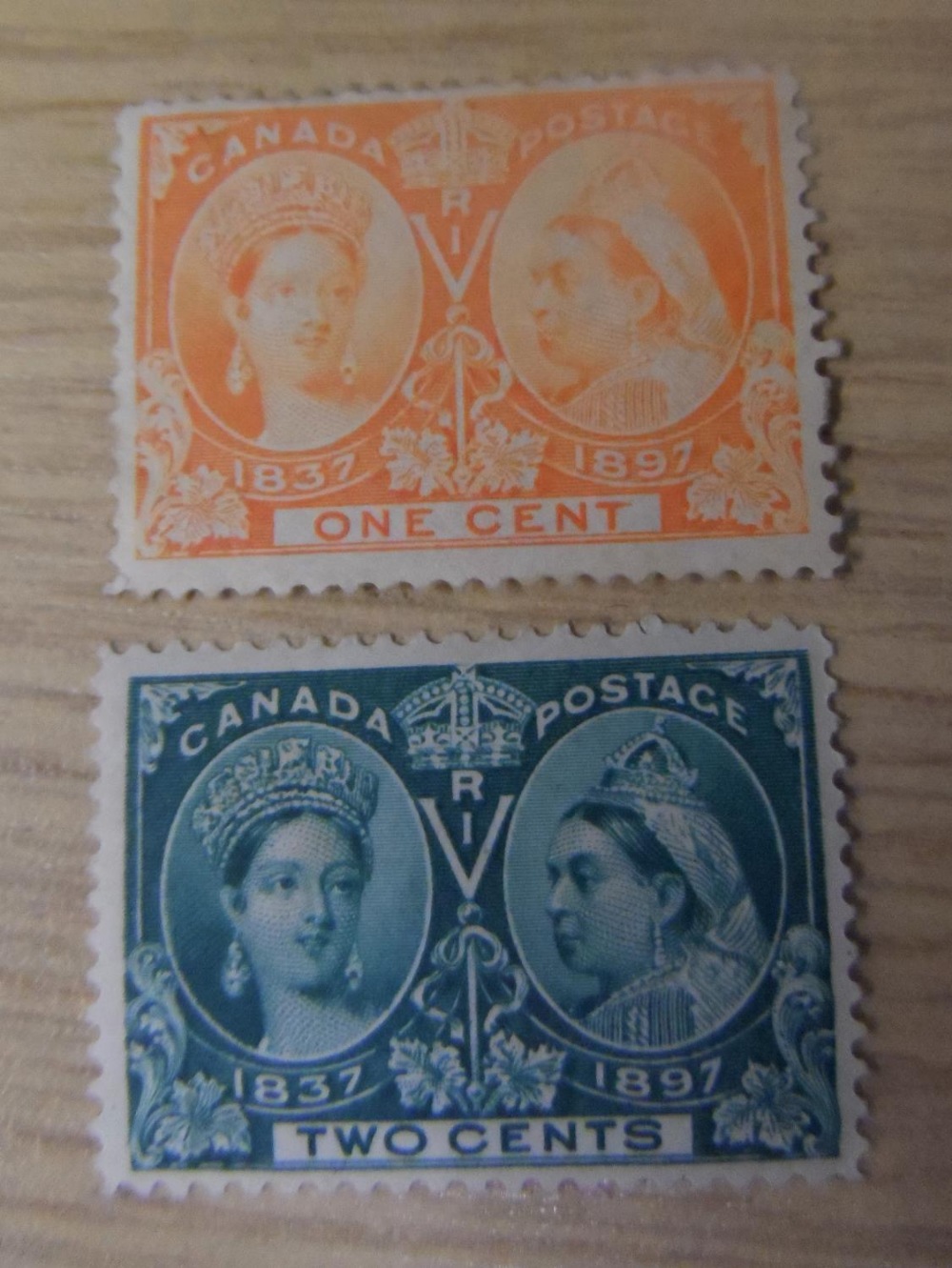 Canada 1897 QV 1c & 2C unused (SG121 & 122) together with 2 other used examples, 1 a/f (4) - Image 2 of 3