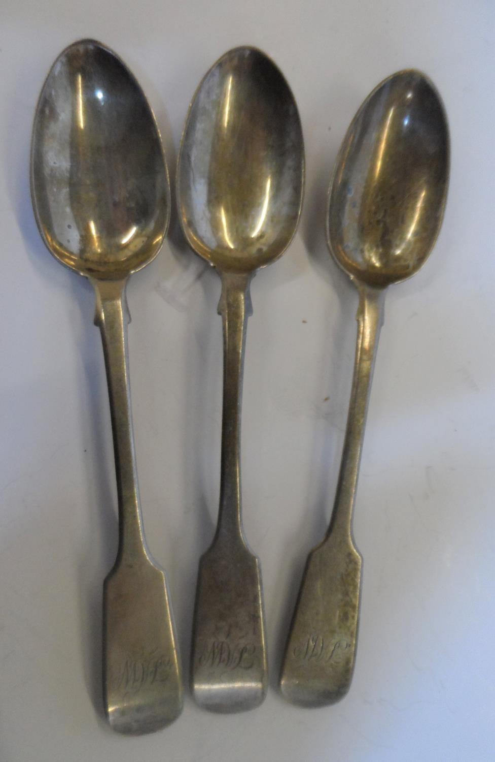 Set of 12 London Georgian tea-spoons all initialled J.A.W (270 grams) - Image 6 of 10