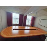 Siso of Denmark, large executive veneered business conference table in rectangular form with rounded