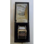 Birmingham 1903 silver serviette holder in plain form ni original Harrods box