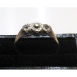 9ct yellow gold, 3 diamond ring Approx 1.7 grams gross, size O