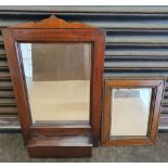 19thC hardwood frame with attached candle-box together with another smaller Edwardian hardwood