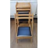 Eight good quality wooden folding chairs with faux leather black seats (8)