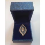 Boxed blue kite gemstone, Art Deco dress ring, size L 6.5 grams gross