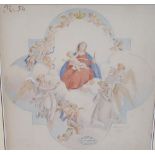 Indistinctly signed 1864 Italian frieze design, signed, dated and gallery stamped, framed, The w/c