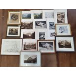 Folio of framed and unframed prints & photographs many mountain climbing related (approx 18)