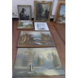 6 items to include 3 landscape oils & 3 prints, all framed