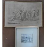 Bartolozzi engraving together with a small old master print by a different hand, both framed (2)