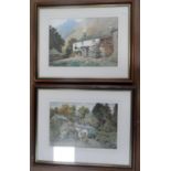 Pair of Alfred Heaton Cooper framed cottage prints,