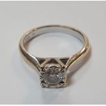 9ct yellow gold ring with a brilliant cut solitaire diamond, 0.33ct, Size J/K 3.1 grams gross