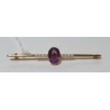 9ct gold brooch with Amethyst & Pearl, 5.1 grams gross