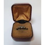 Rolled gold, 3 stone ring in fine old ring box