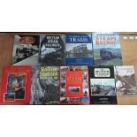 Nine stream train related books to include "The last days of the stream train" & "Royal trains"