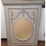 Large, grey painted wooden "French chateau" styled bevel edged mirror, The overall mirror size is