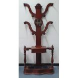 Stunning Victorian mahogany hall coat & umbrella stand, 91 cm wide by 205 cm high by 30 cm high,
