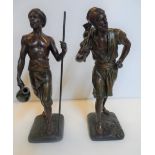 Pair of cold painted bronze, "Moroccan water carriers" by Paul DUBOIS (France 1829-1905), both